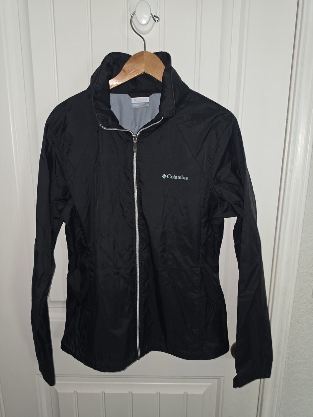 Columbia Women’s Large Black Windbreaker Jacket Lightweight Full Zip Outdoor